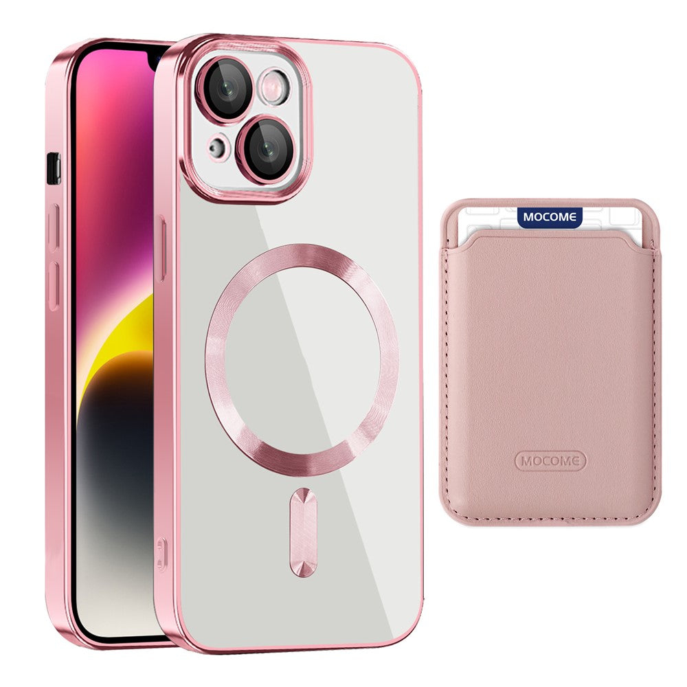 For iPhone 14 Anti-Drop Magnetic Back Cover TPU + PC Phone Case with Card Bag