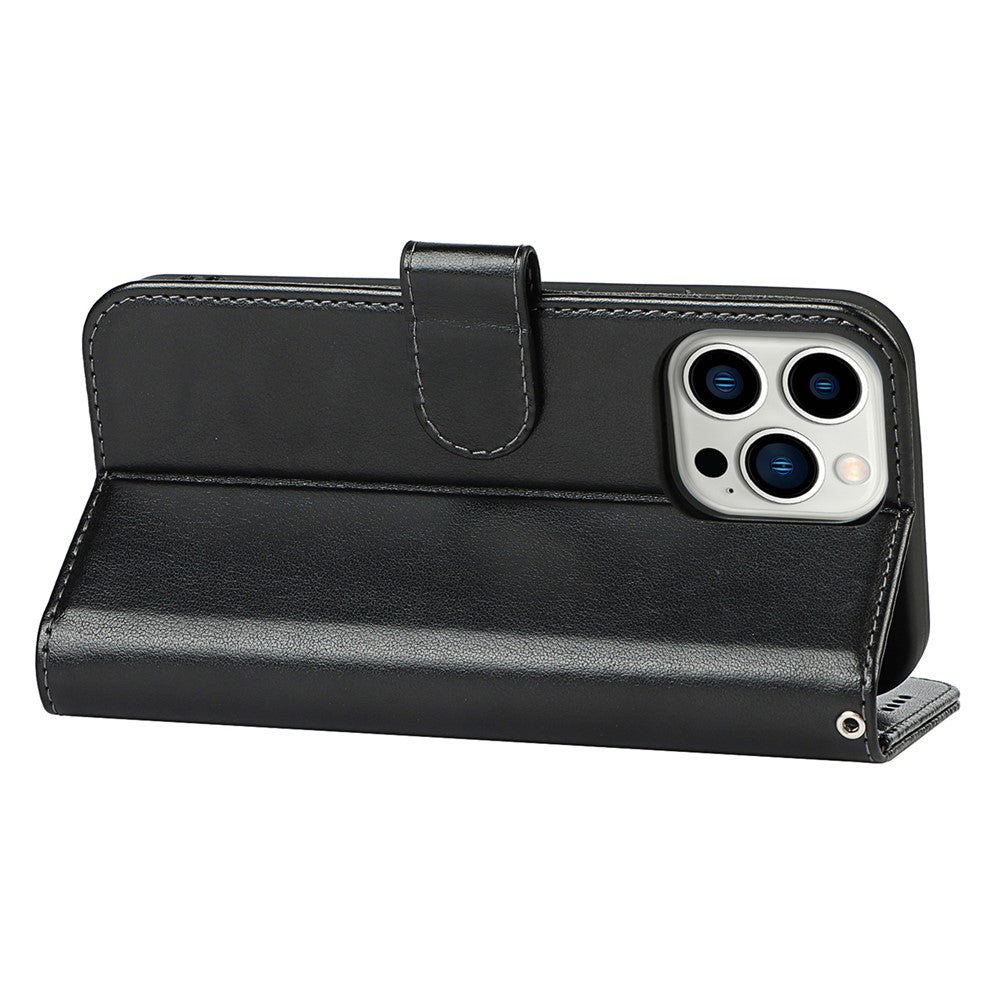 For iPhone 14 Pro Max Leather Phone Cover R61 Texture Felled Seam Phone Case with Wallet Stand