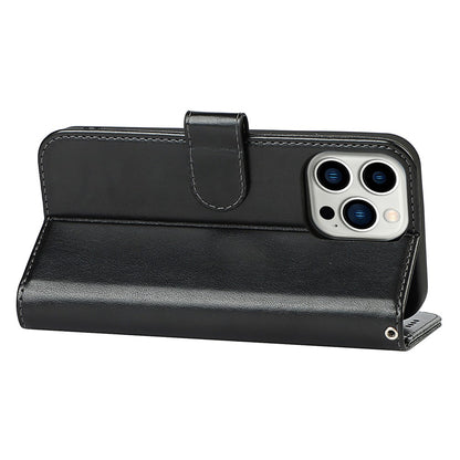 For iPhone 14 Pro Max Leather Phone Cover R61 Texture Felled Seam Phone Case with Wallet Stand