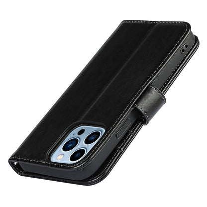 For iPhone 14 Pro Max Leather Phone Cover R61 Texture Felled Seam Phone Case with Wallet Stand