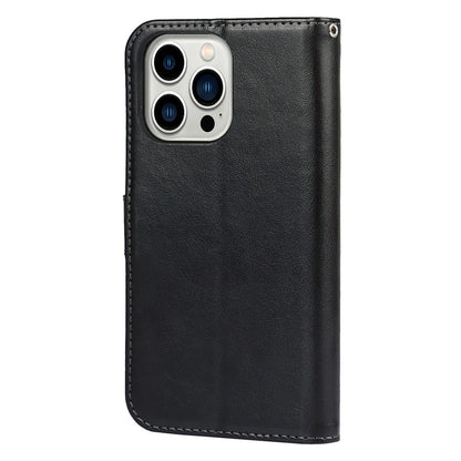 For iPhone 14 Pro Max Leather Phone Cover R61 Texture Felled Seam Phone Case with Wallet Stand