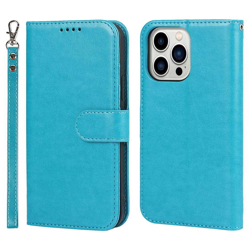 For iPhone 14 Pro Max Leather Phone Cover R61 Texture Felled Seam Phone Case with Wallet Stand