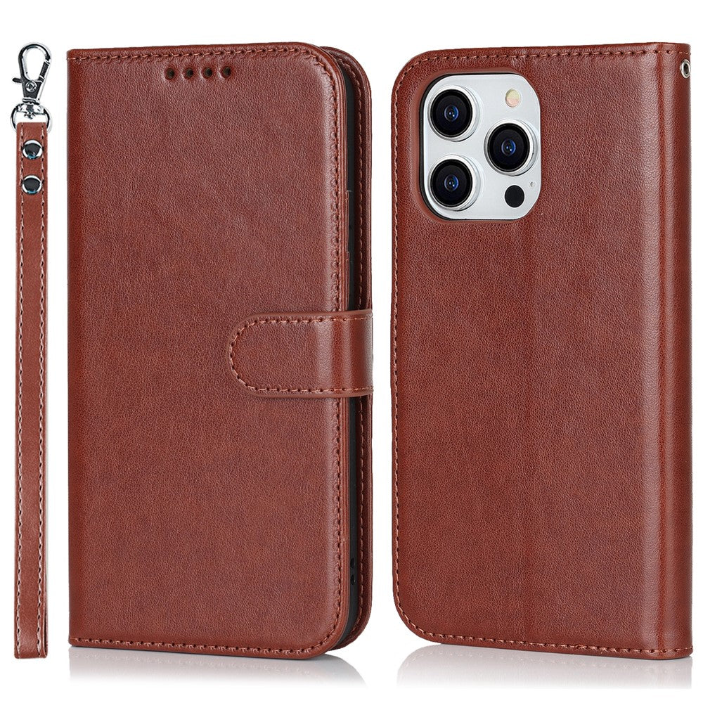 For iPhone 14 Pro Max Leather Phone Cover R61 Texture Felled Seam Phone Case with Wallet Stand