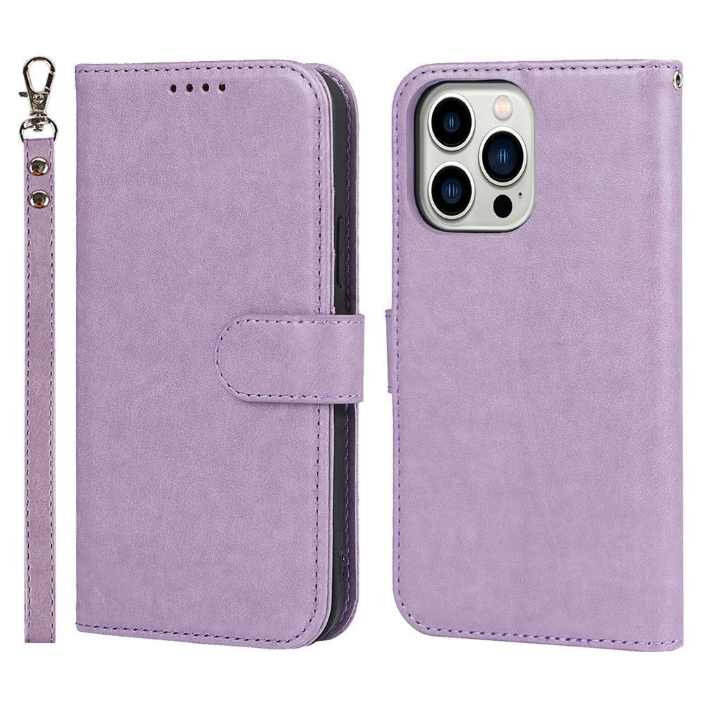 For iPhone 14 Pro Max Leather Phone Cover R61 Texture Felled Seam Phone Case with Wallet Stand