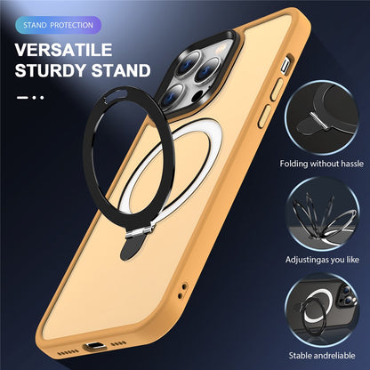 For iPhone 14 Pro Max Magnetic Ring Kickstand Phone Cover PC+TPU Phone Cover Compatible with MagSafe