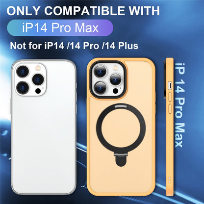 For iPhone 14 Pro Max Magnetic Ring Kickstand Phone Cover PC+TPU Phone Cover Compatible with MagSafe