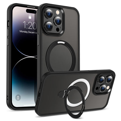 For iPhone 14 Pro Max Magnetic Ring Kickstand Phone Cover PC+TPU Phone Cover Compatible with MagSafe
