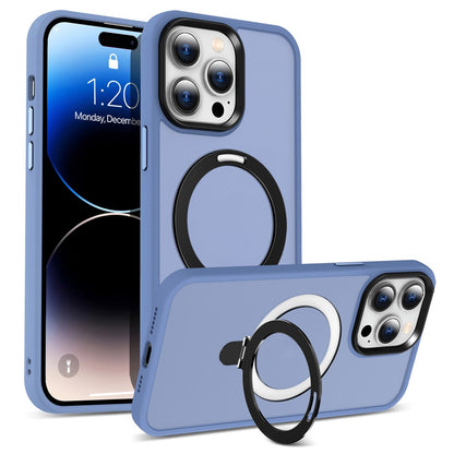 For iPhone 14 Pro Max Magnetic Ring Kickstand Phone Cover PC+TPU Phone Cover Compatible with MagSafe