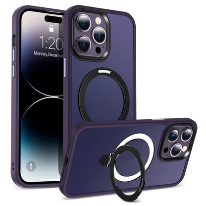 For iPhone 14 Pro Max Magnetic Ring Kickstand Phone Cover PC+TPU Phone Cover Compatible with MagSafe