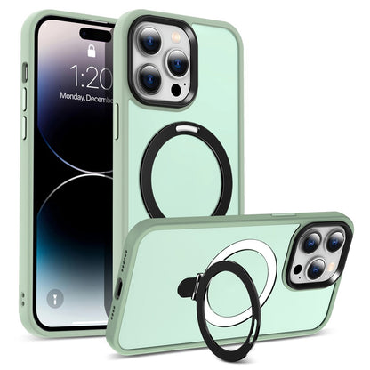 For iPhone 14 Pro Max Magnetic Ring Kickstand Phone Cover PC+TPU Phone Cover Compatible with MagSafe