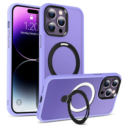 For iPhone 14 Pro Max Magnetic Ring Kickstand Phone Cover PC+TPU Phone Cover Compatible with MagSafe