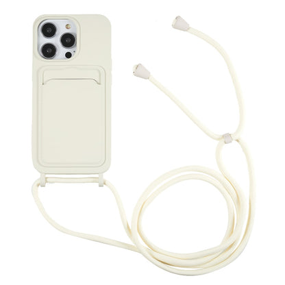 Shockproof Case for iPhone 14 Pro Max Liquid Silicone Cover Anti-Drop Phone Case with Card Slot, Strap