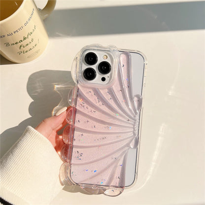 For iPhone 14 Pro Max Sparkly Star Epoxy Phone Case Soft TPU Cute 3D Sea Shell Anti-Slip Cover
