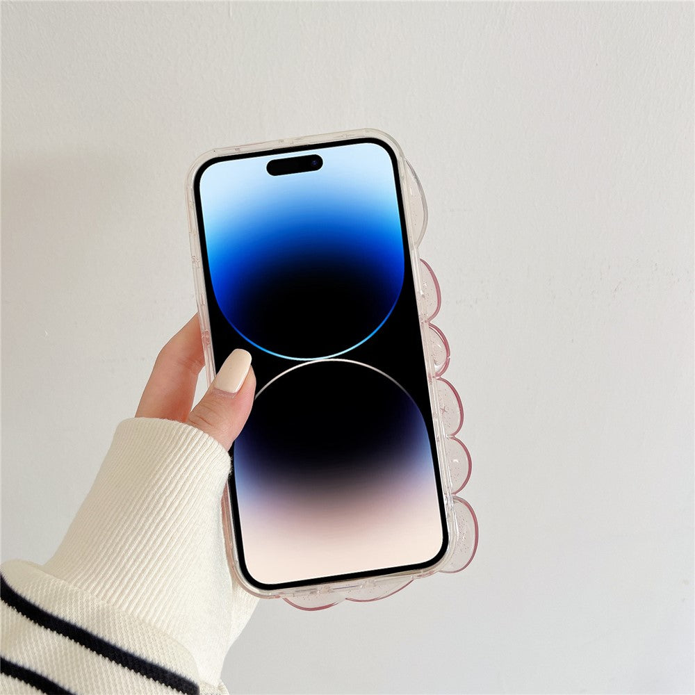 For iPhone 14 Pro Max Sparkly Star Epoxy Phone Case Soft TPU Cute 3D Sea Shell Anti-Slip Cover