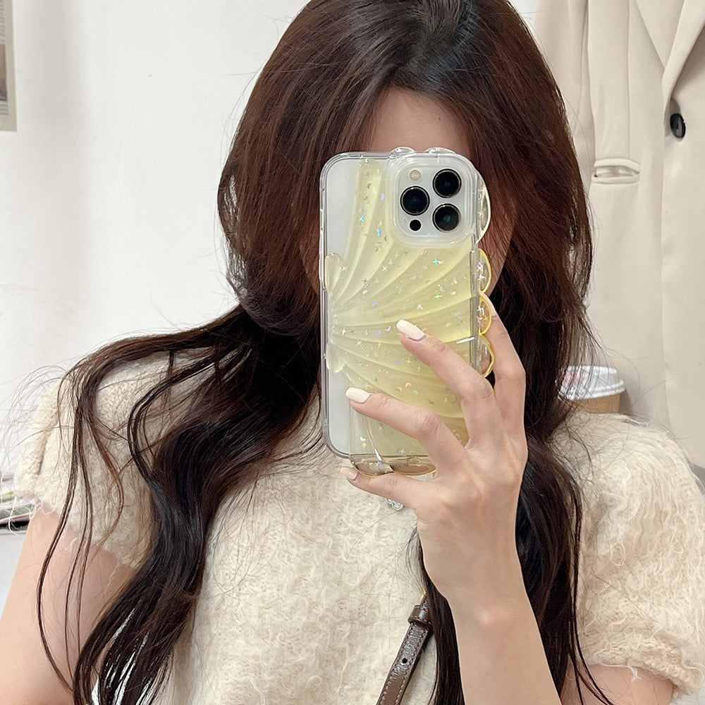 For iPhone 14 Pro Max Sparkly Star Epoxy Phone Case Soft TPU Cute 3D Sea Shell Anti-Slip Cover
