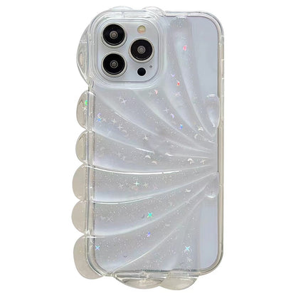 For iPhone 14 Pro Max Sparkly Star Epoxy Phone Case Soft TPU Cute 3D Sea Shell Anti-Slip Cover