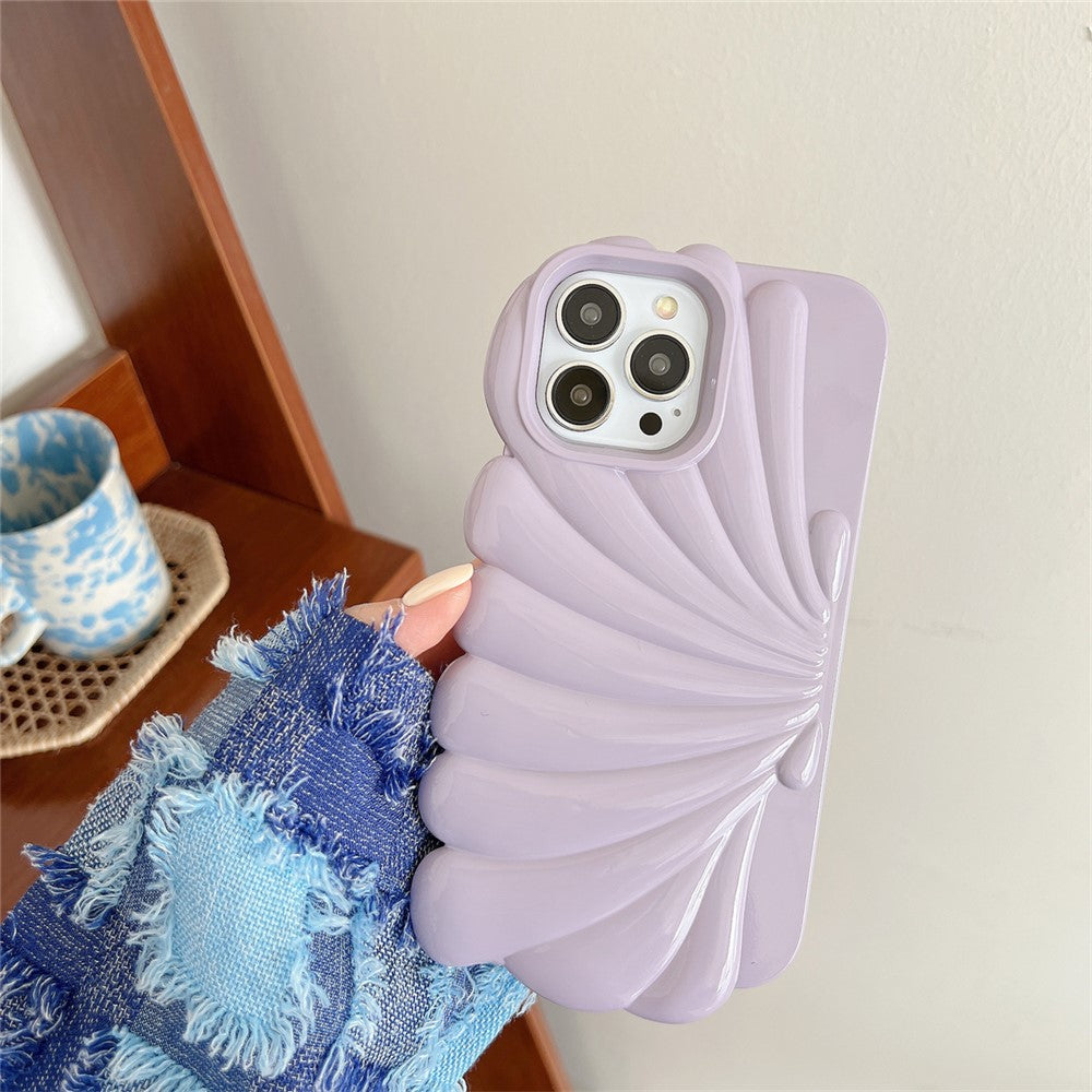 For iPhone 14 Pro Max Seashell Shape Phone Case Glossy Surface Soft TPU Phone Protective Cover