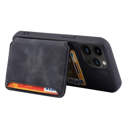 For iPhone 14 Pro Max Phone Wallet Case RFID Blocking Leather Coated TPU Kickstand Cover