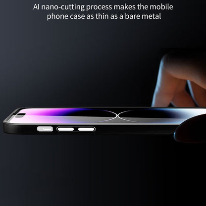 Slim Case for iPhone 14 Pro Max Skin-Touch Soft TPU PC Phone Case (Round Hollow Show Phone's Logo)