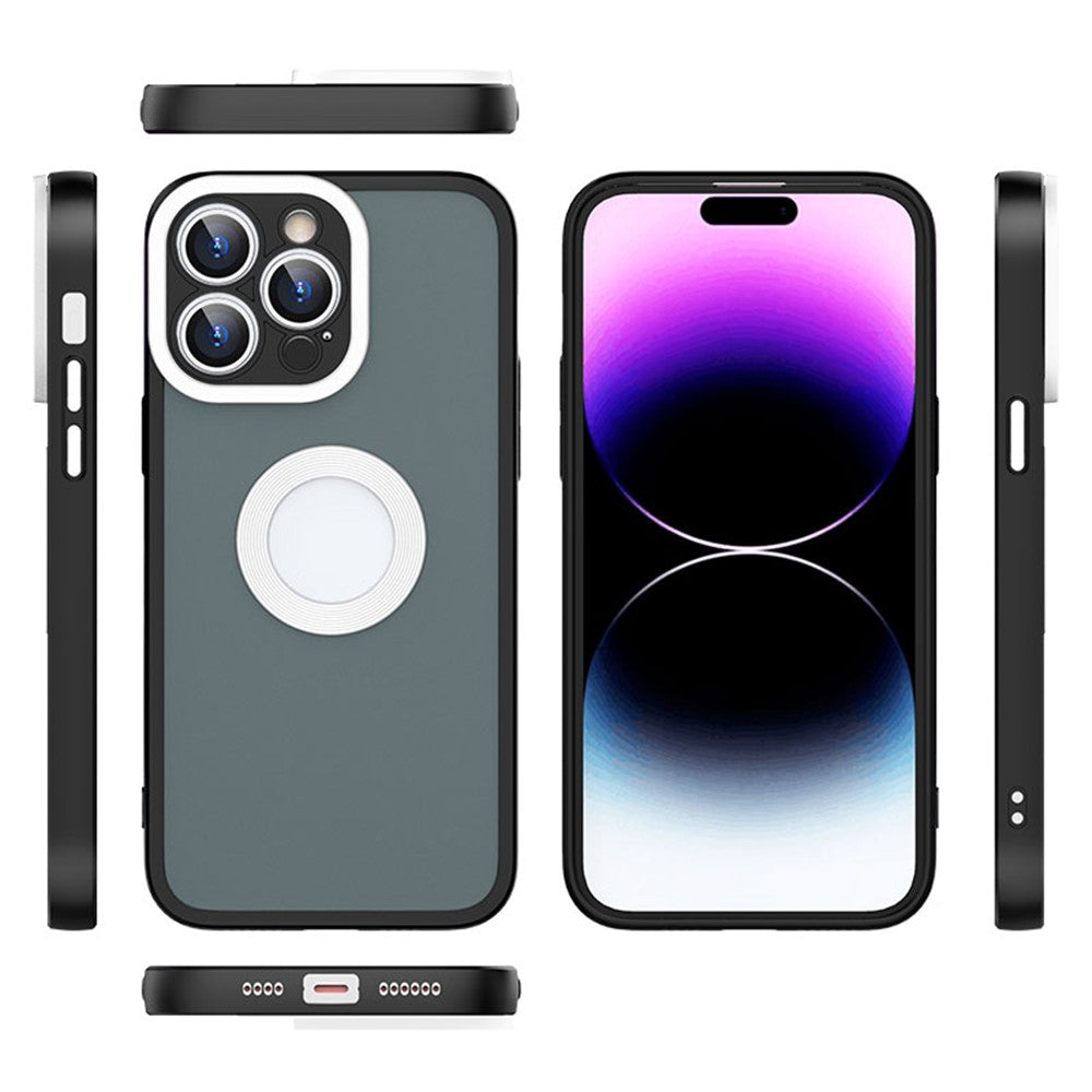 Slim Case for iPhone 14 Pro Max Skin-Touch Soft TPU PC Phone Case (Round Hollow Show Phone's Logo)