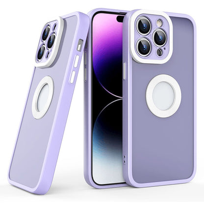 Slim Case for iPhone 14 Pro Max Skin-Touch Soft TPU PC Phone Case (Round Hollow Show Phone's Logo)