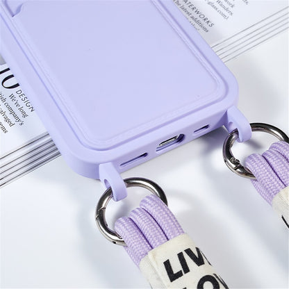 Protective Case for iPhone 14 Pro Max Liquid Silicone Slim Case Card Slot Phone Cover with Strap