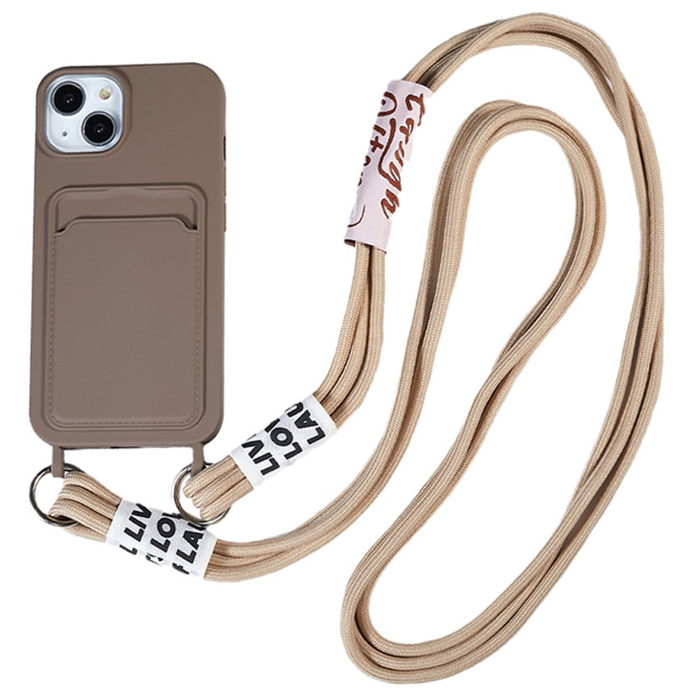 Protective Case for iPhone 14 Pro Max Liquid Silicone Slim Case Card Slot Phone Cover with Strap