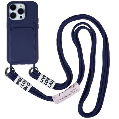 Protective Case for iPhone 14 Pro Max Liquid Silicone Slim Case Card Slot Phone Cover with Strap