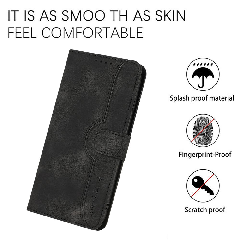 YX003 For iPhone 14 Pro Max Imprinted Smile Pattern Phone Case PU Leather Wallet Stand Cover