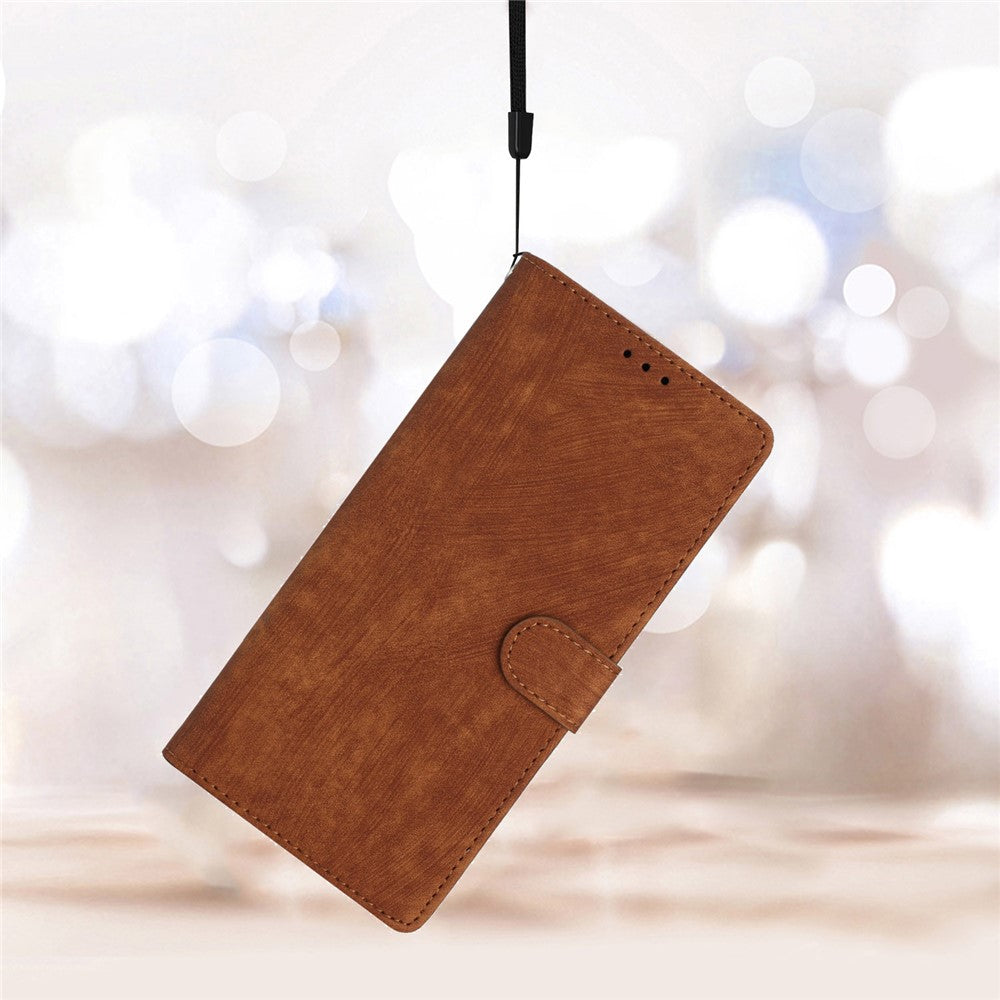 Wallet Shell for iPhone 14 Pro Max Solid Color Skin-touch PU Leather Anti-drop Stand Phone Case