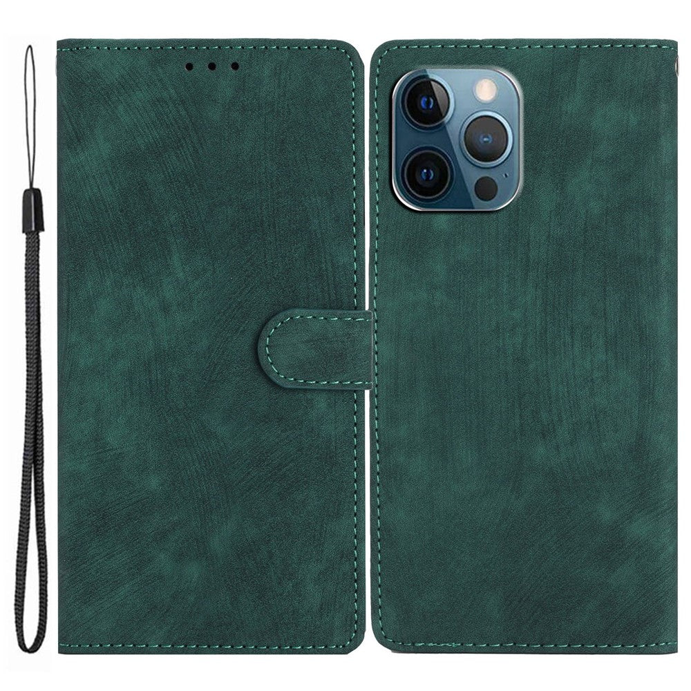 Wallet Shell for iPhone 14 Pro Max Solid Color Skin-touch PU Leather Anti-drop Stand Phone Case