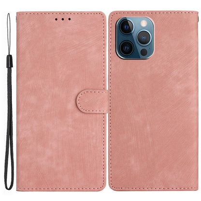 Wallet Shell for iPhone 14 Pro Max Solid Color Skin-touch PU Leather Anti-drop Stand Phone Case