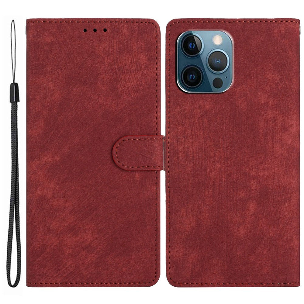 Wallet Shell for iPhone 14 Pro Max Solid Color Skin-touch PU Leather Anti-drop Stand Phone Case