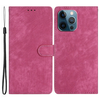 Wallet Shell for iPhone 14 Pro Max Solid Color Skin-touch PU Leather Anti-drop Stand Phone Case