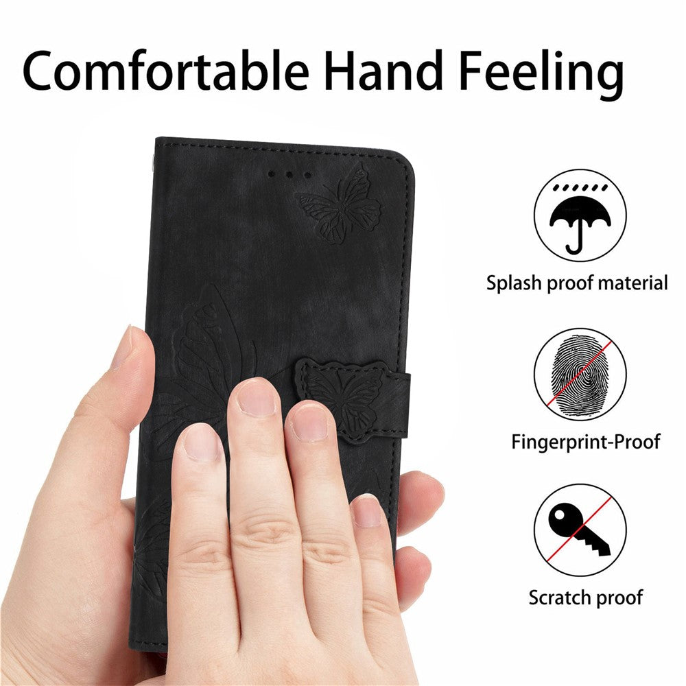 For iPhone 14 Plus Foldable Stand PU Leather Wallet Case Butterfly Imprinted Skin-touch Phone Cover