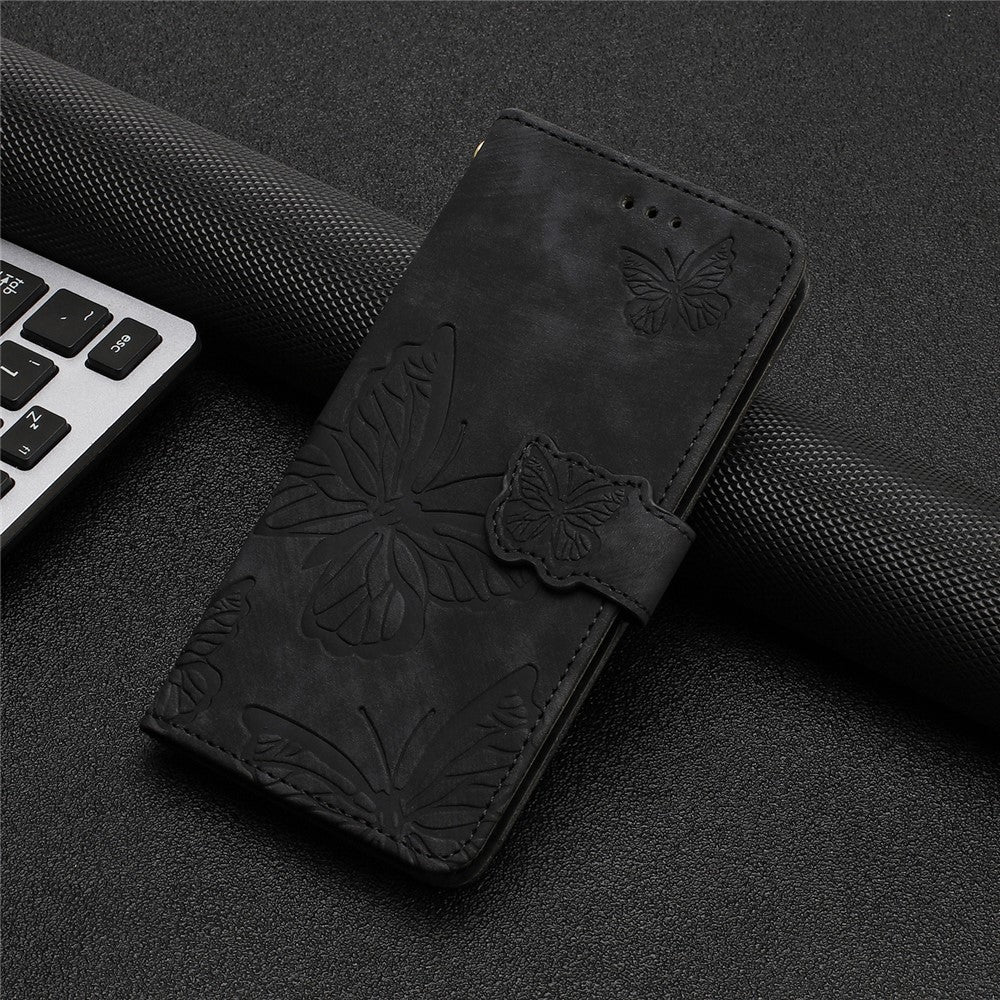 For iPhone 14 Plus Foldable Stand PU Leather Wallet Case Butterfly Imprinted Skin-touch Phone Cover