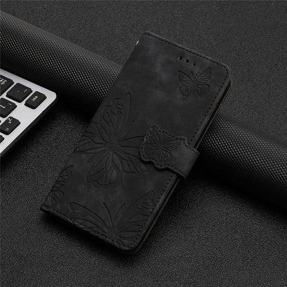 For iPhone 14 Plus Foldable Stand PU Leather Wallet Case Butterfly Imprinted Skin-touch Phone Cover