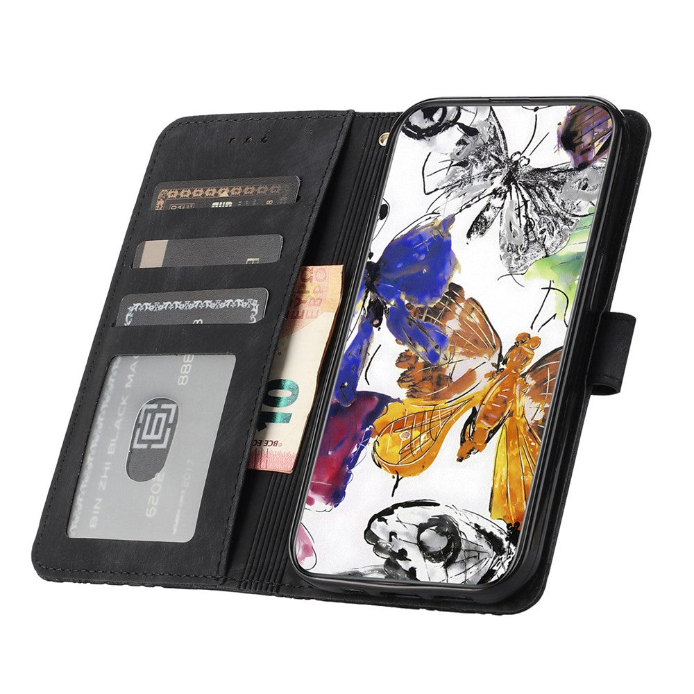 Shockproof Case for iPhone 14 Pro Max PU Leather Stand Wallet Butterfly Imprinted Skin-touch Phone Cover