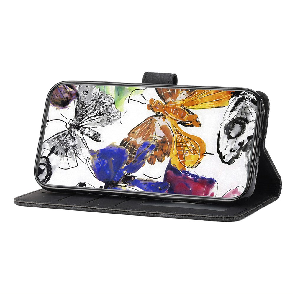 Shockproof Case for iPhone 14 Pro Max PU Leather Stand Wallet Butterfly Imprinted Skin-touch Phone Cover