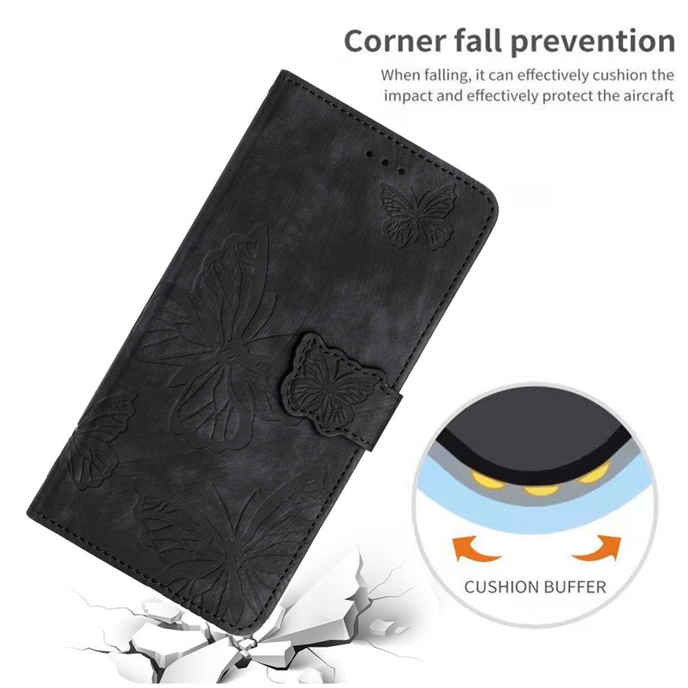Shockproof Case for iPhone 14 Pro Max PU Leather Stand Wallet Butterfly Imprinted Skin-touch Phone Cover