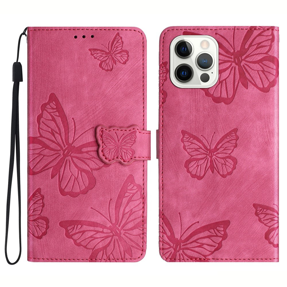 Shockproof Case for iPhone 14 Pro Max PU Leather Stand Wallet Butterfly Imprinted Skin-touch Phone Cover