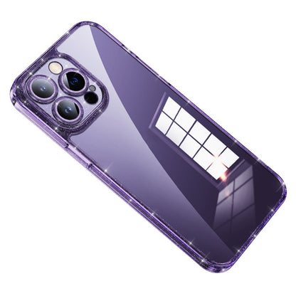 SULADA For iPhone 14 Pro Max Glitter Electroplating Phone Case Tempered Glass TPU Cover with Lens Protector