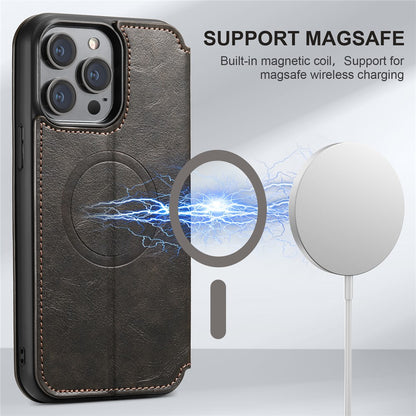 SUTENI J05 For iPhone 14 Pro Max Phone Leather Case Compatible with MagSafe Stand Wallet Cover