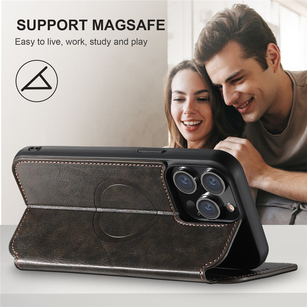 SUTENI J05 For iPhone 14 Pro Max Phone Leather Case Compatible with MagSafe Stand Wallet Cover