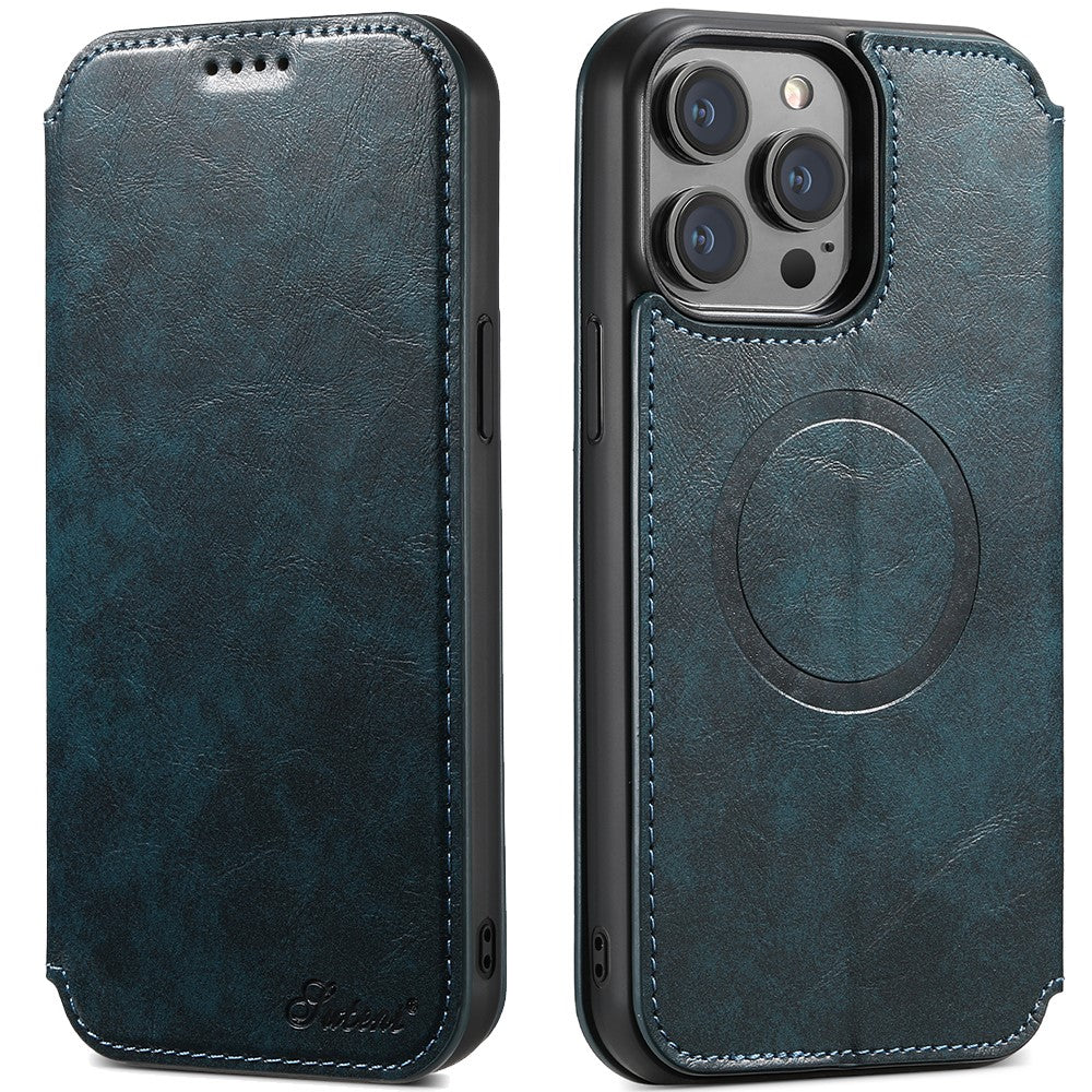 SUTENI J05 For iPhone 14 Pro Max Phone Leather Case Compatible with MagSafe Stand Wallet Cover