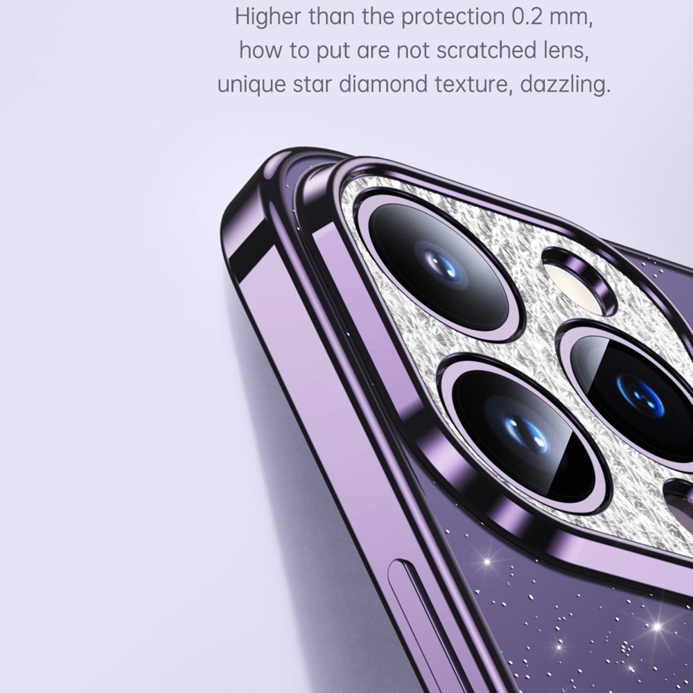 SULADA For iPhone 14 Pro Max Electroplating Phone TPU Case Rhinestone Decor Glitter Phone Cover