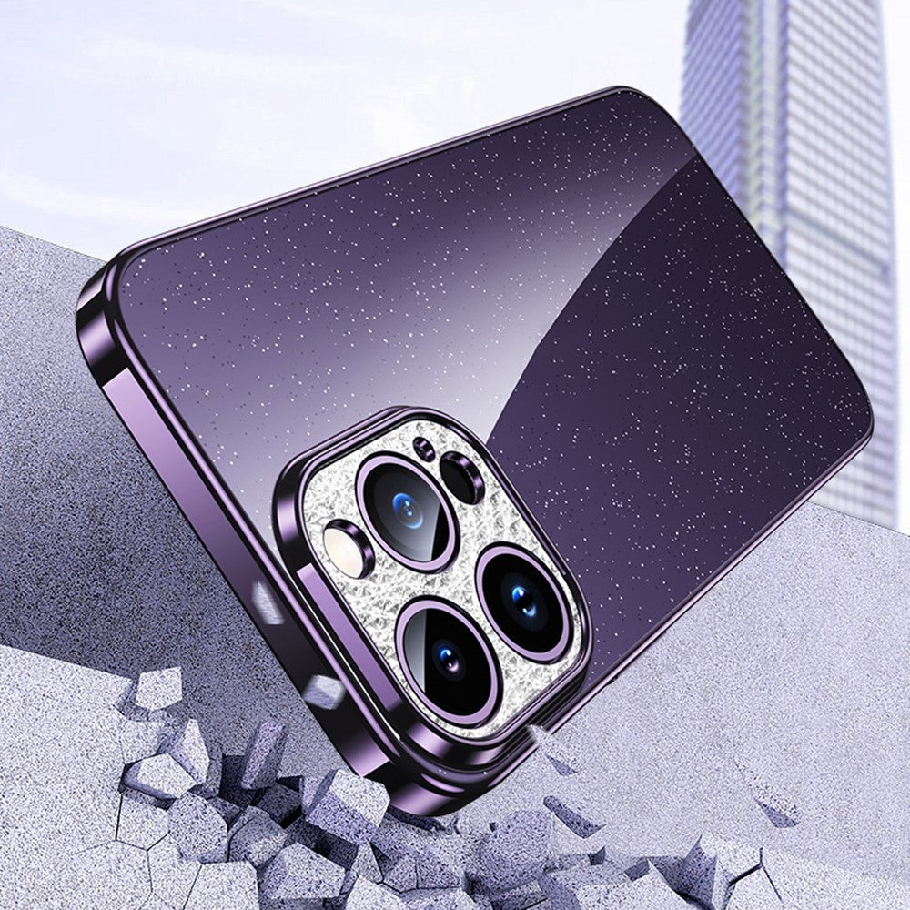 SULADA For iPhone 14 Pro Max Electroplating Phone TPU Case Rhinestone Decor Glitter Phone Cover