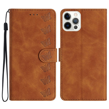For iPhone 14 Pro Max PU Leather Stand Phone Case Butterfly Imprinted Drop-proof Wallet Cover