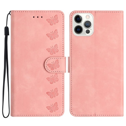 For iPhone 14 Pro Max PU Leather Stand Phone Case Butterfly Imprinted Drop-proof Wallet Cover