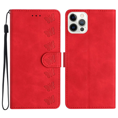 For iPhone 14 Pro Max PU Leather Stand Phone Case Butterfly Imprinted Drop-proof Wallet Cover